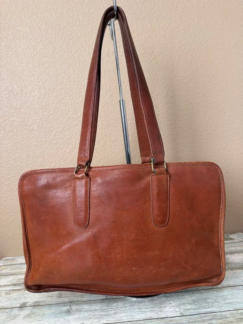 1970/80s Coach Glove Tanned British Tan Marketing Tote Bag NYC 399-0645 w/FLAWS - Picture 3 of 15
